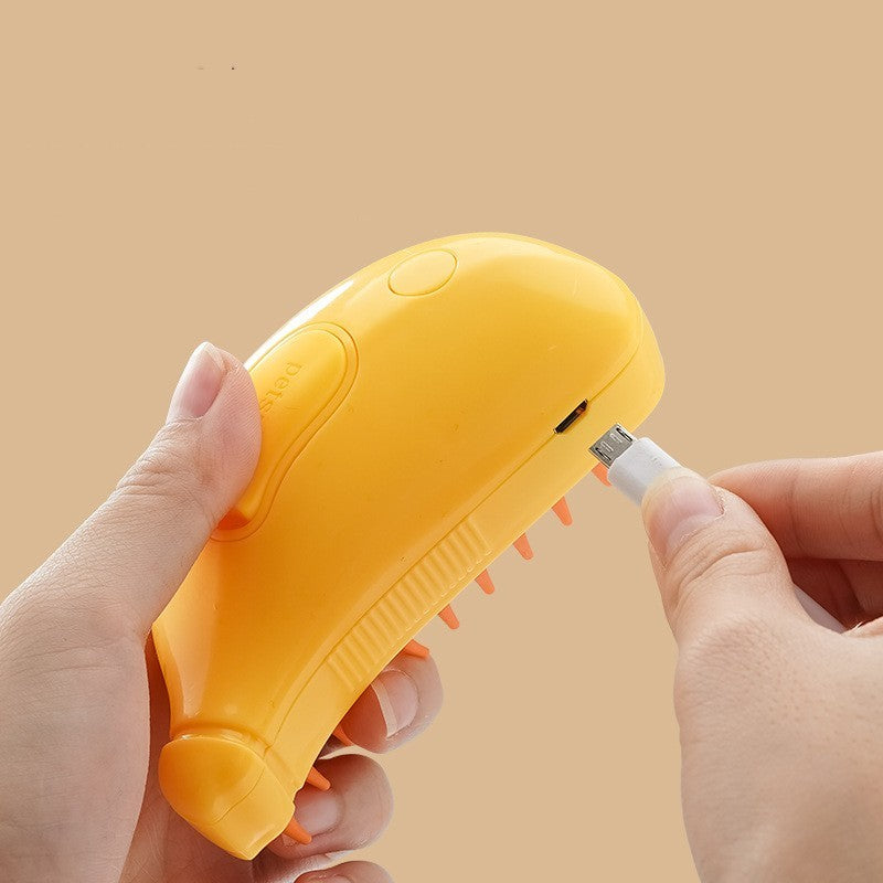 Cepillo de vapor 3 en 1 para mascotas, limpieza para gatos y perros, masaje con vapor.