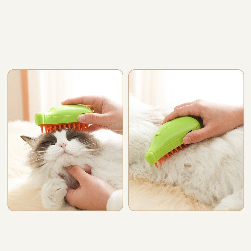 Cepillo de vapor 3 en 1 para mascotas, limpieza para gatos y perros, masaje con vapor.